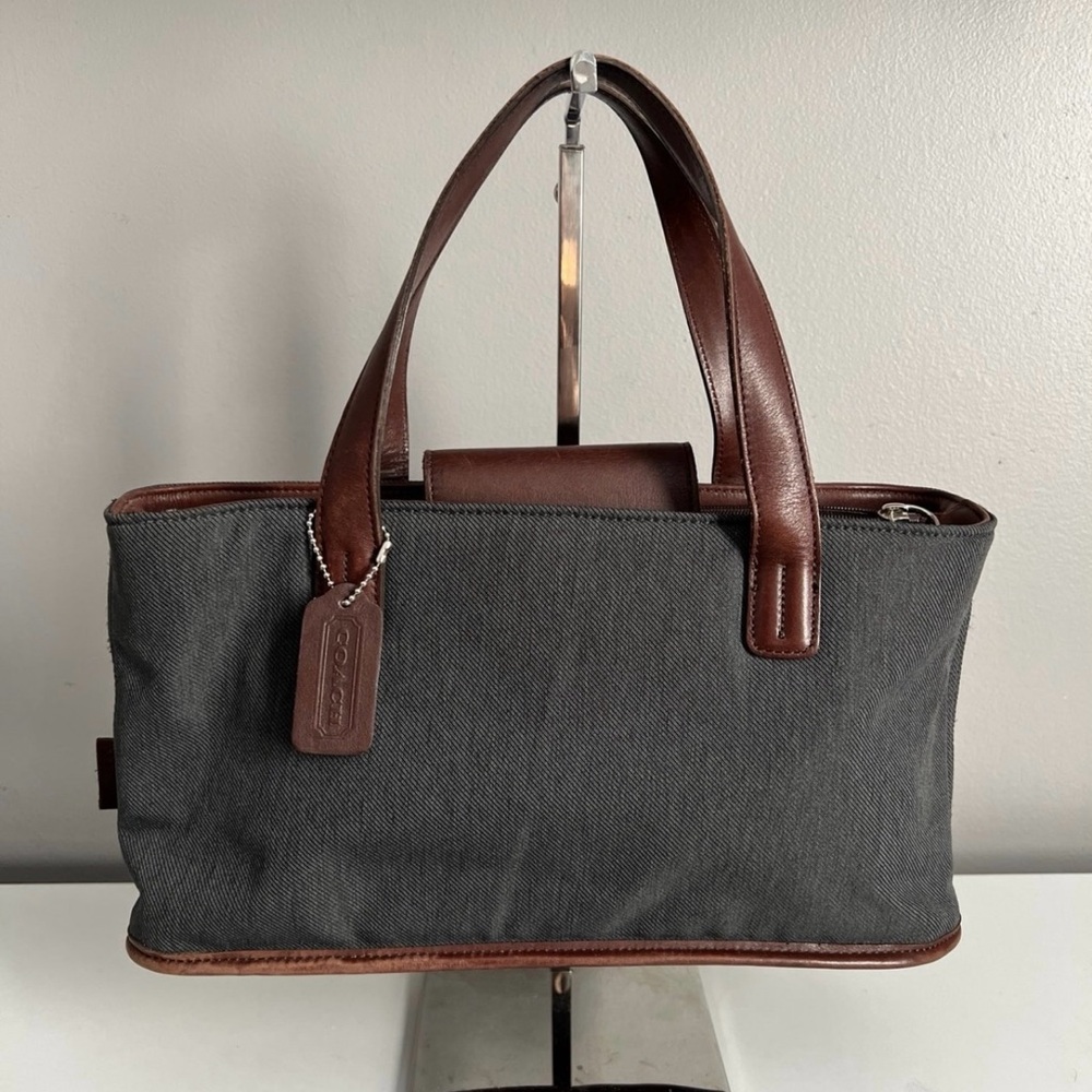 Coach Vintage Greenwich Twill Fabric Leather Trim Handbag #6137 Rare